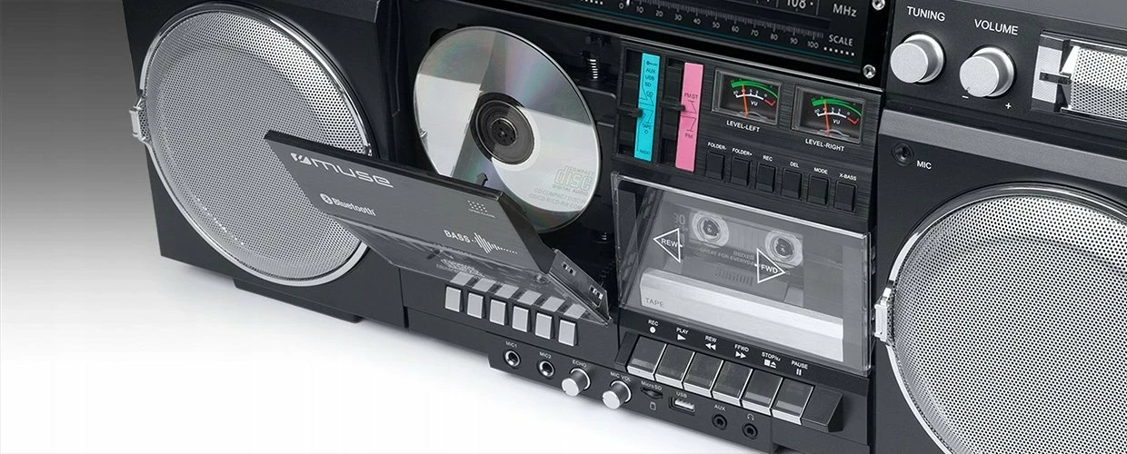 Radio boombox Muse M-380 GB Ghetto 80W me Bluetooth, CD/Kasetë/USB/SD, e zezë