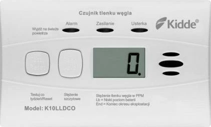 Detektor monoksidi karboni Kidde K10LLDCO me ekran LCD, bateri e integrume 10-vjeçare, i bardhë