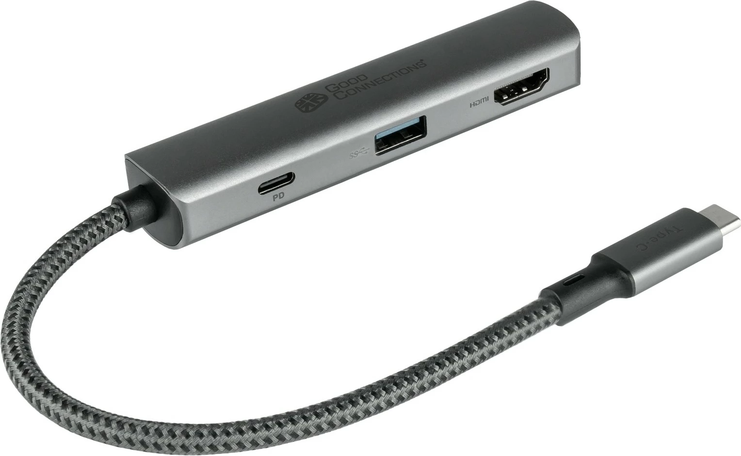 HUB USB-C GoodConnections HUB-C002A, 3 porte, 1xHDMI, 1xUSB-C, 1xUSB 3.0, anthracit