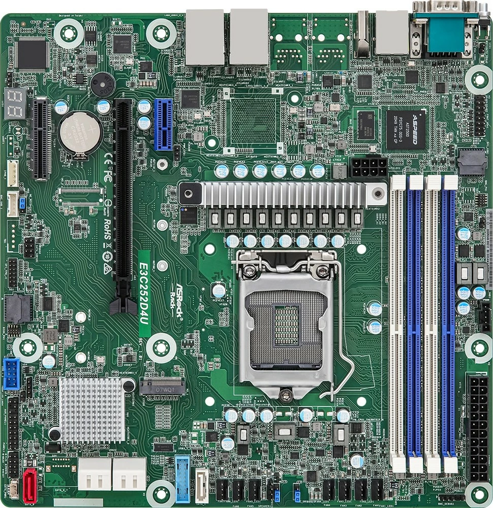 Pllakë amë ASRock E3C252D4U, micro ATX, Socket 1200, për Xeon, DDR4