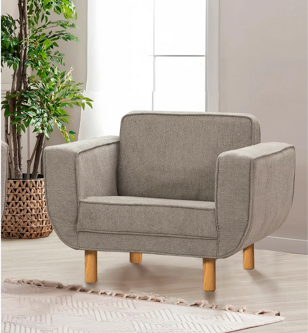 Karrige Wing Atelier del Sofa, Larus Berjer, ngjyrë lisi, gri