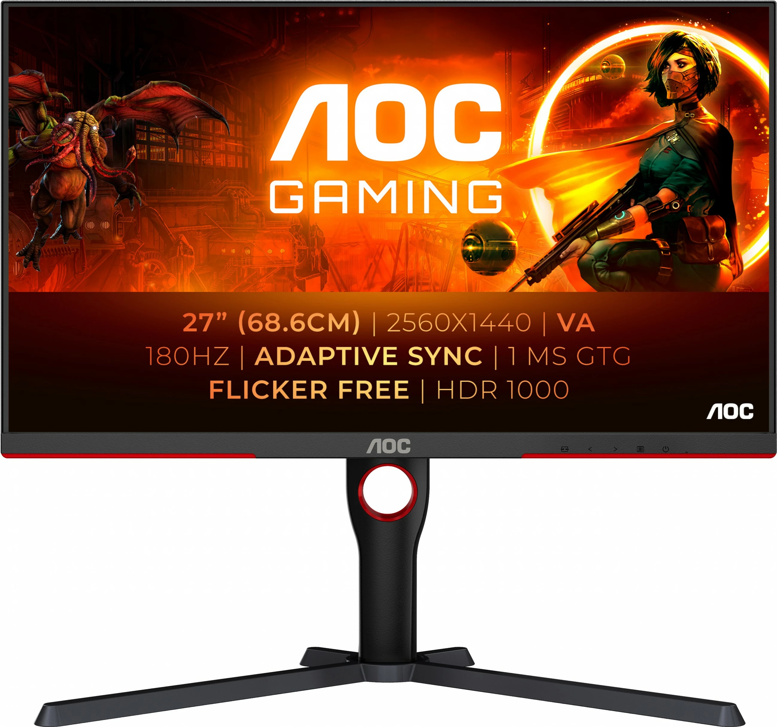 Monitor gaming AOC Q27G3XMN/BK, 27", 2560 x 1440, 2K Ultra HD, i zi
