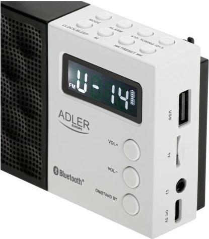Radio digjitale Adler AD1908 me Bluetooth, USB/SD, e zezë/bardhë