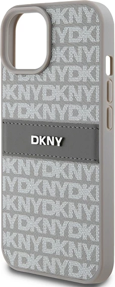 Mbështjellës DKNY Mono Stripe & Metal Logo për iPhone 15 Plus / 14 Plus, Bezhe