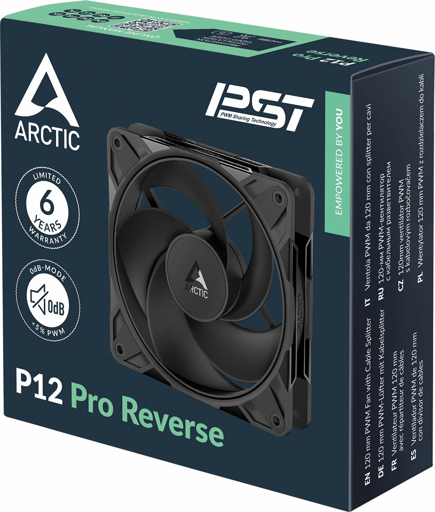 Ventilator kasë PC Arctic P12 Pro Reverse ACFAN00331A 120mm PWM 4-pin 3000rpm PST zi (1 copë)