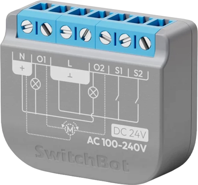 Ndërprerës rele inteligjent dy‑kanalesh SwitchBot Relay Switch 2PM Matter Wi‑Fi + Bluetooth repeater matje energjie 16A (10A/kanal)