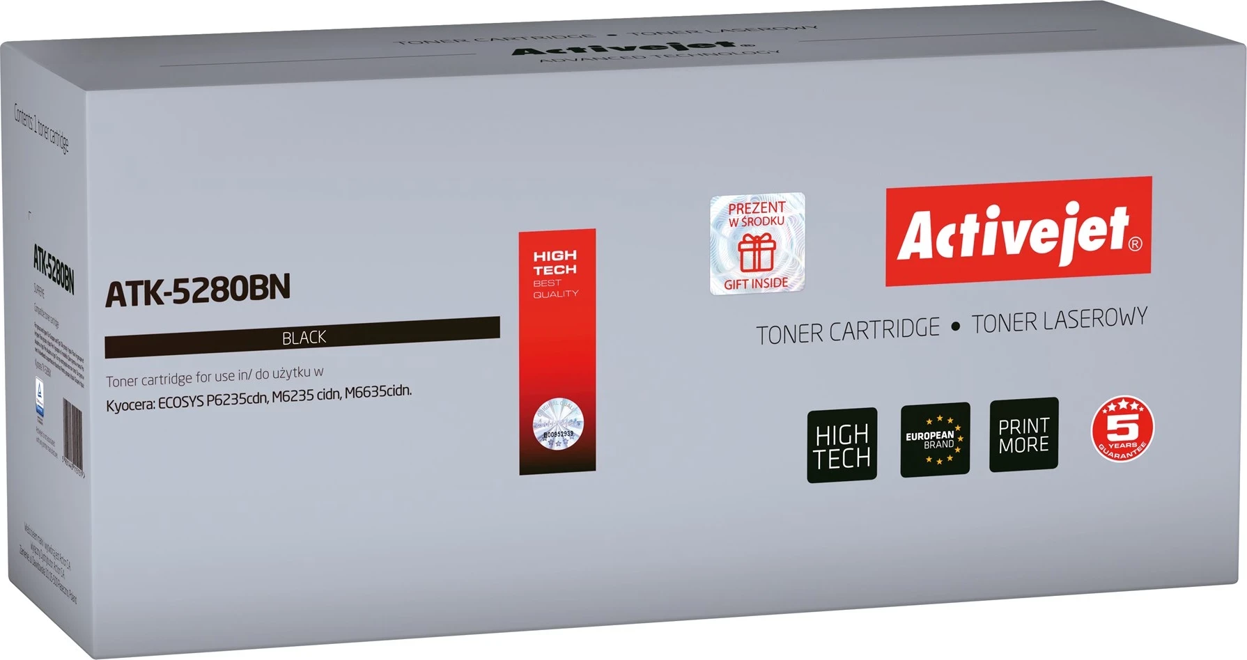 Toner zëvendësues Activejet ATK-5280BN për printer Kyocera, i zi