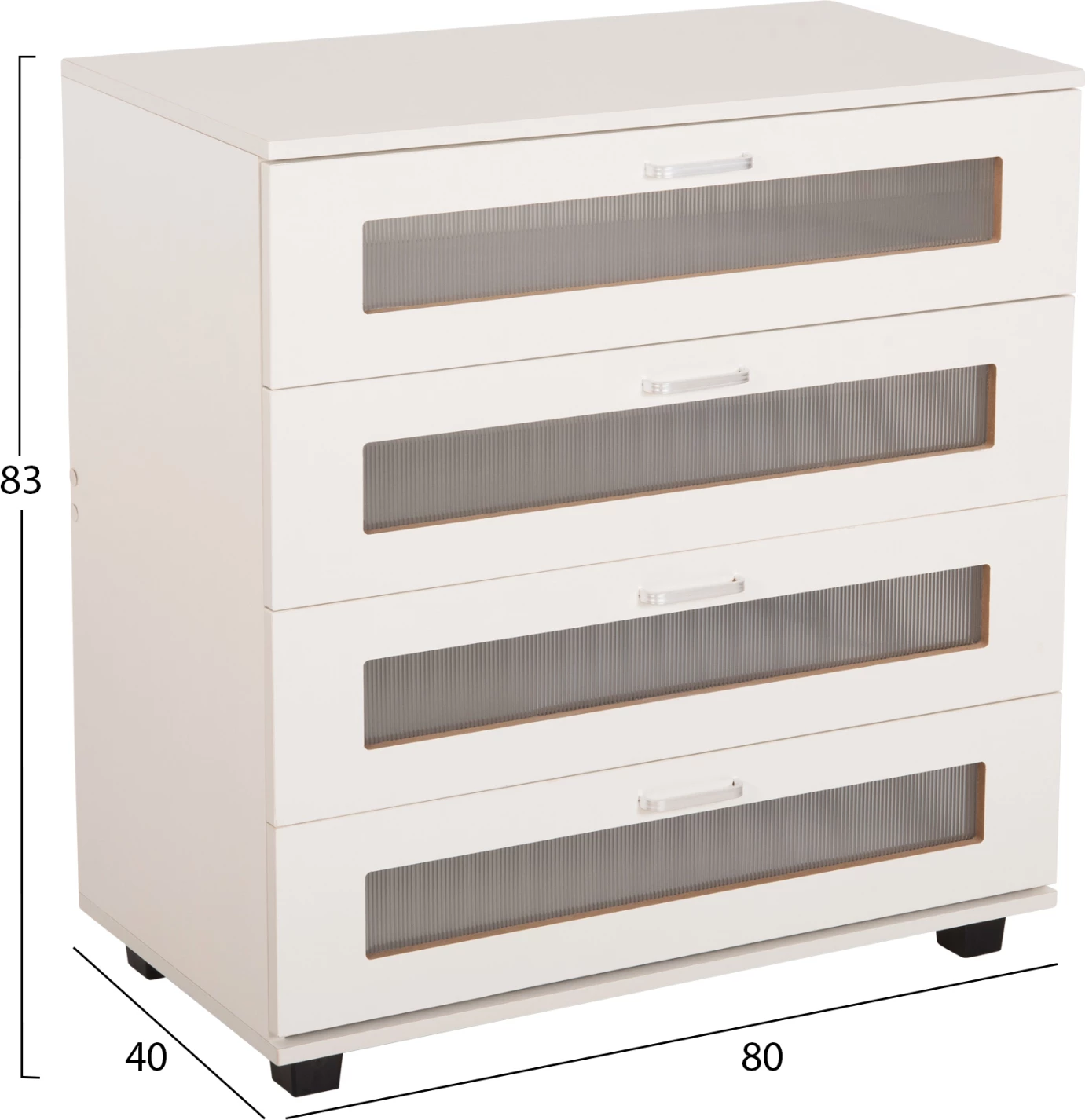 Komodinë THORGAN FH9880.03 melaminë e bardhë-4 sirtarë 80Χ40Χ83Hcm