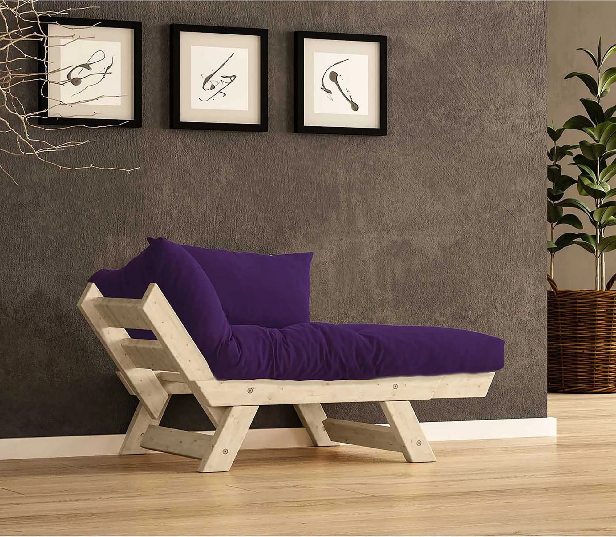 Karrige njëvendëshe për kopsht, Skye Decor, natyrale/lepurpur, CPT8147-140