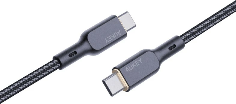 Kabllo AUKEY CB-KCC102 USB-C në USB-C, 1.8m, 100W, Kevlar, E zezë