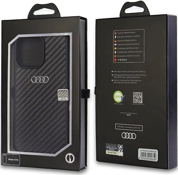 Mbështjellës Audi Carbon Fiber për iPhone 14 Pro 6.1", i zi