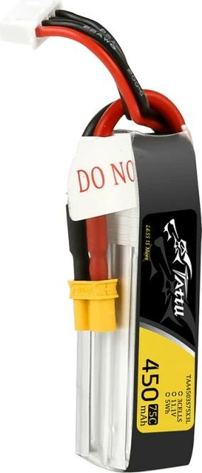 Bateri LiPo Tattu 450mAh 11.1V 75C 3S1P me lidhës XT30