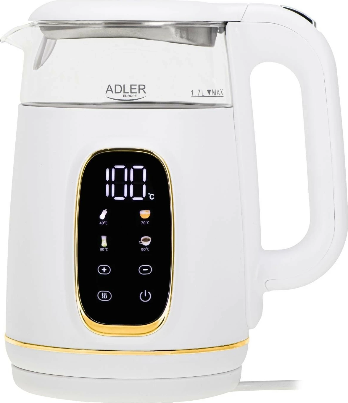 Çajnik elektrik Adler AD 1305, 1.7L, bardhë-artë