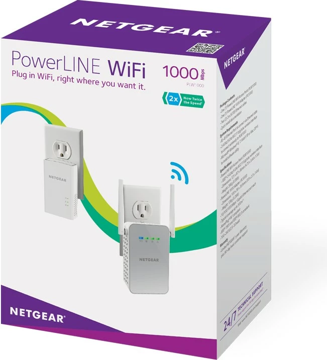 Adapter PowerLINE WiFi NETGEAR PLW1000, 1000 Mbps, e bardhë