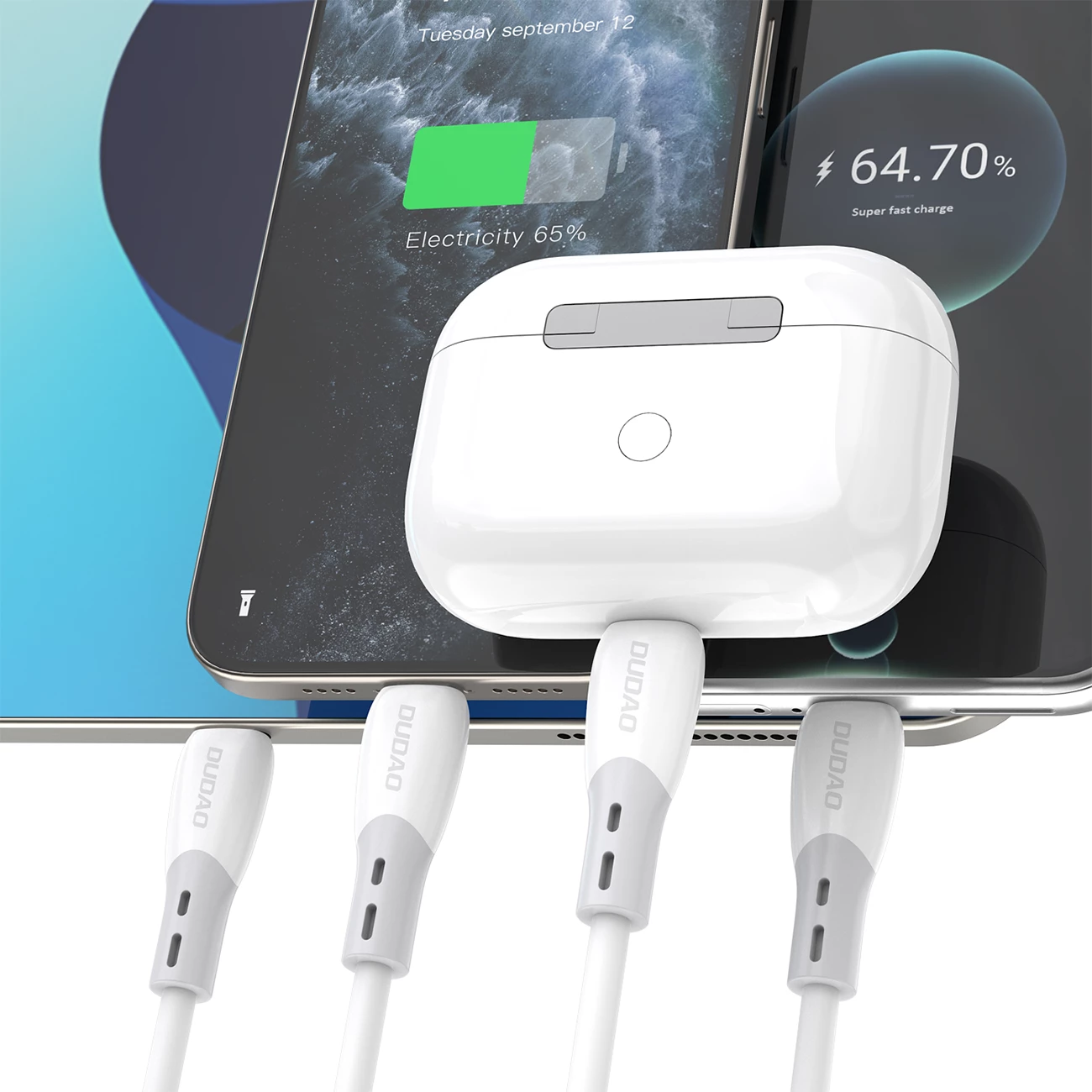 Kabllo USB-C në USB-C Dudao L25SC, 60W, 1m, silikon i butë, e bardhë