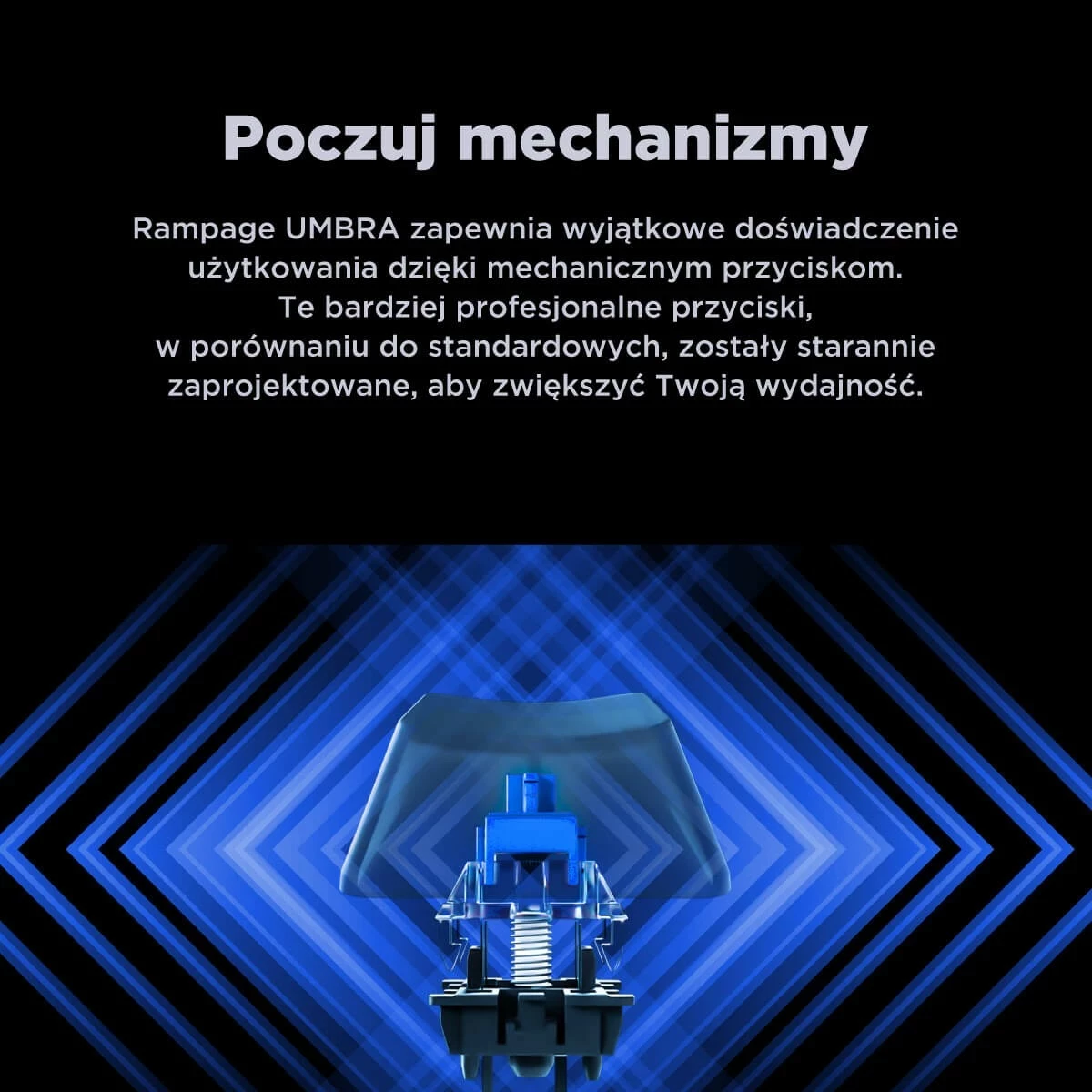 Tastierë mekanike Rampage KB-R86 UMBRA Blue Switch, e zezë