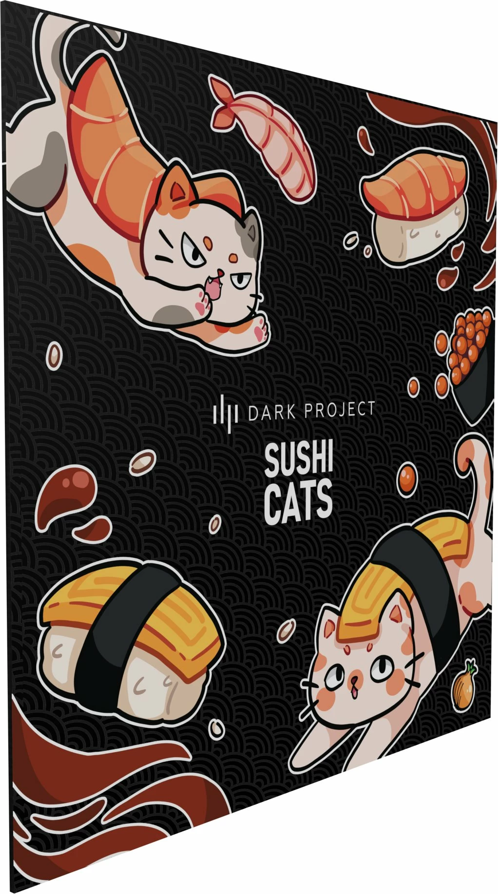 Mauspad Dark Project Sushi Cats Pro L 490x490mm 4mm kuqe/portokalli