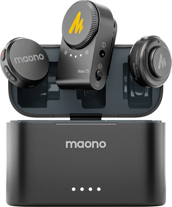 Mikrofon pa tela Maono WM650 A2, sistem me 2 transmetues, për kamera dhe telefon, i zi