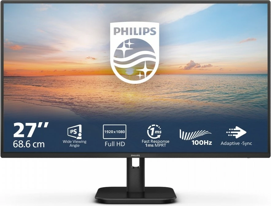 Monitor Philips 27E1N1100A, 27", IPS, 100Hz, Full HD, Altaparlantë të integruar, Zi