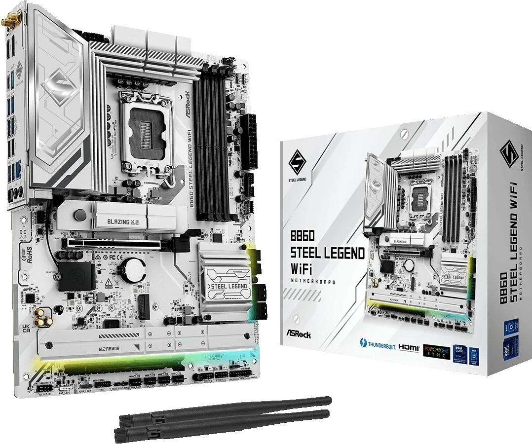 Pllakë amë Asrock B860 Steel Legend WiFi, ATX, Bardhë