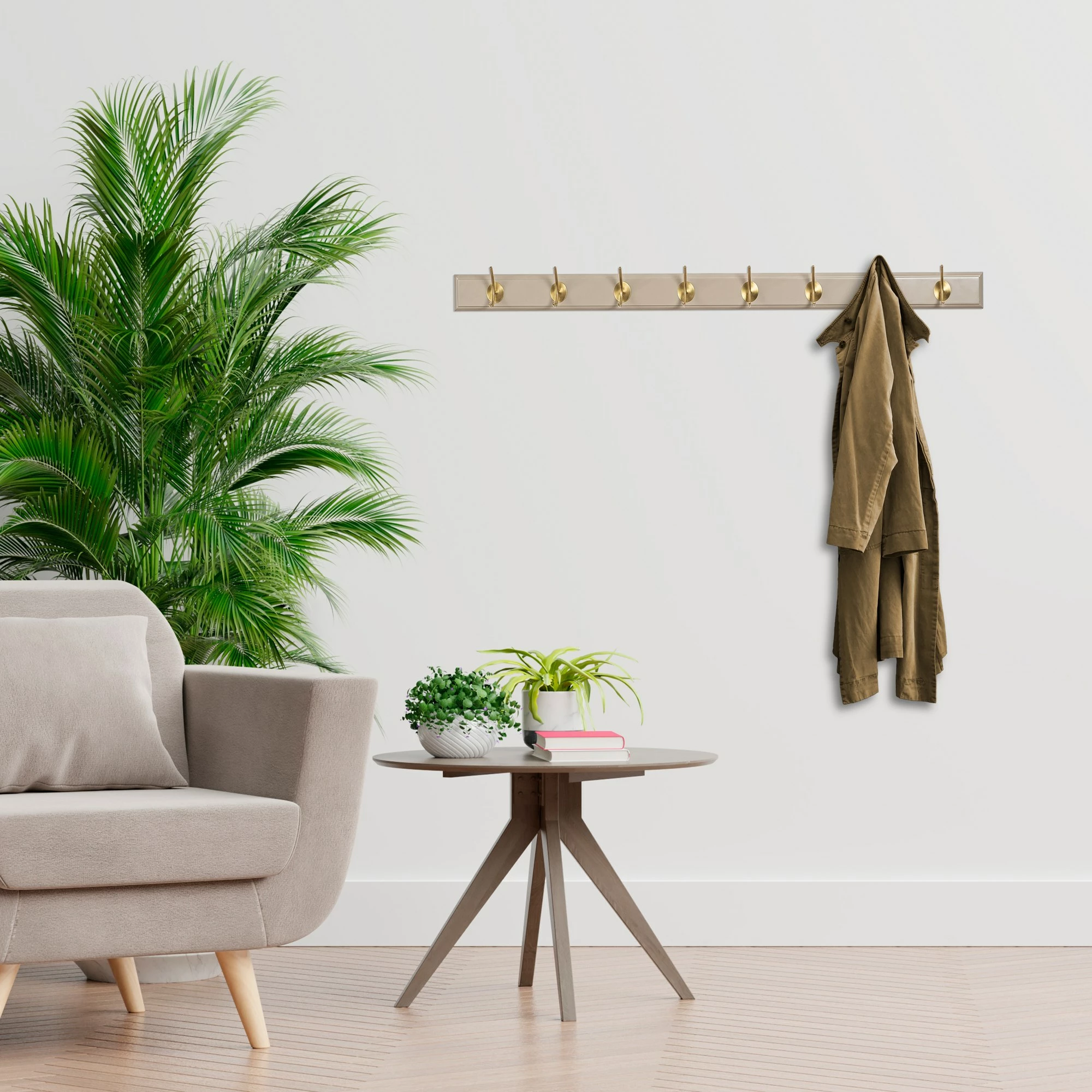 Varëse muri prej druri, ngjyrë e bardhë dhe ari, Skye Decor, ASK-011, 100x7x8 cm