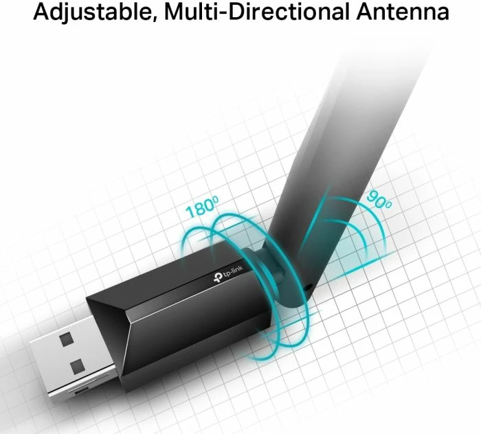 Adapter USB Wi‑Fi TP-LINK Archer T2U Plus 600Mbps Dual Band, antenë 5dBi, i zi