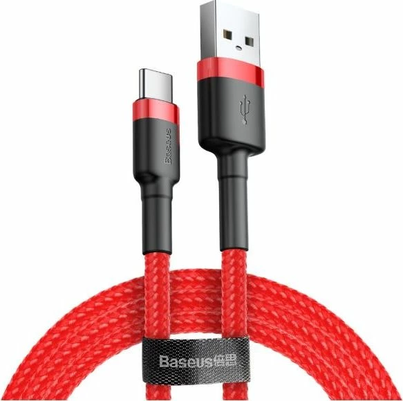 Kabllo USB Baseus Cafule CATKLF-A09, USB-A në USB-C, 0.5 m, USB 2.0, e gërshëtuar (nylon), e kuqe
