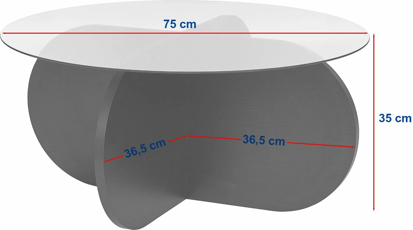 Tavolinë kafeje Nordure, Aeris, ngjyrë lisi safir, xham transparent