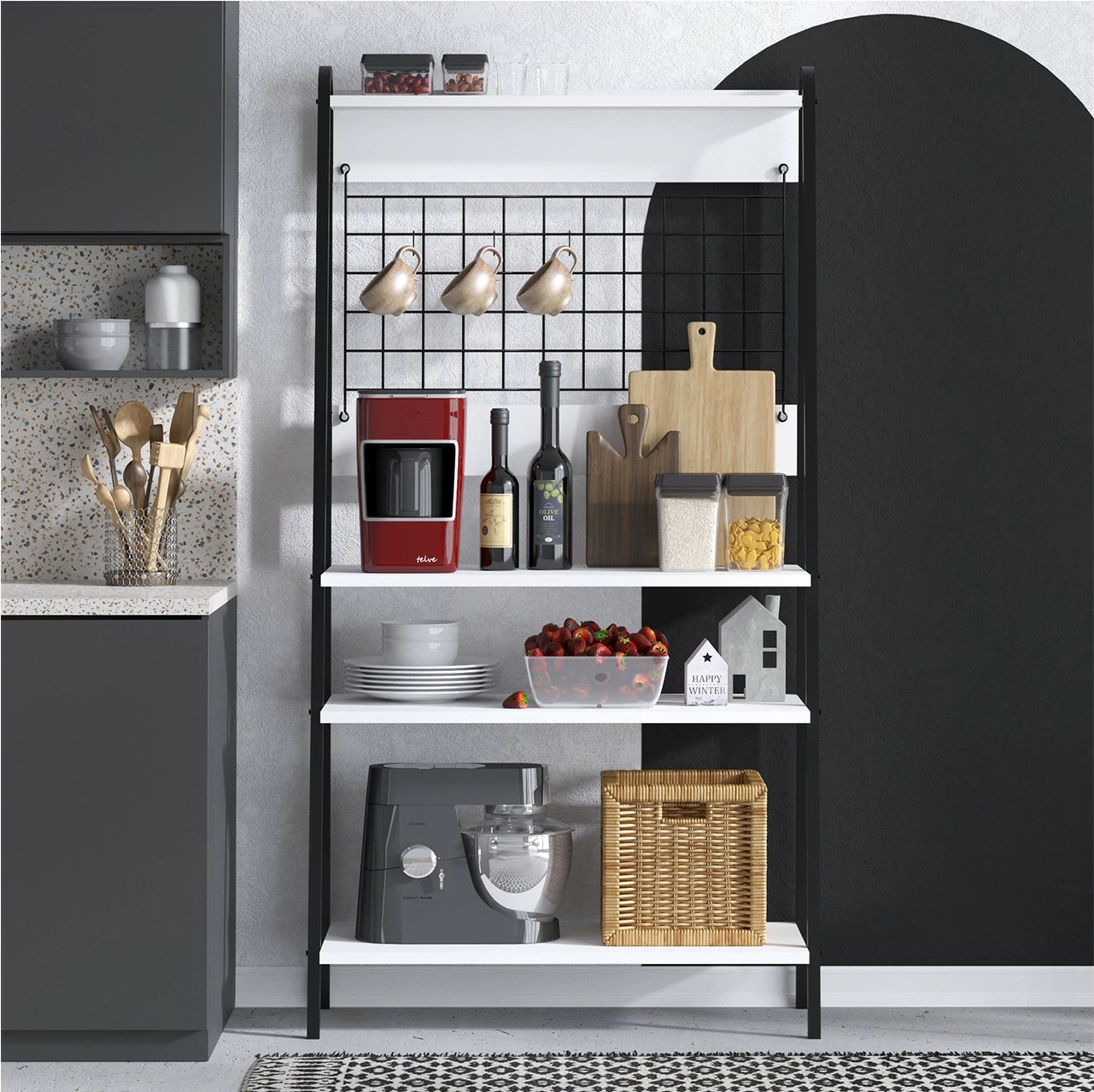 Dollap për kafe, Hanah Home Benco, i zi dhe i bardhë