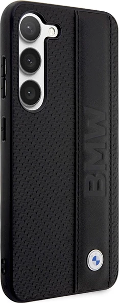 Mbështjellës BMW Leather Textured & Stripe për Samsung Galaxy S23+, i zi