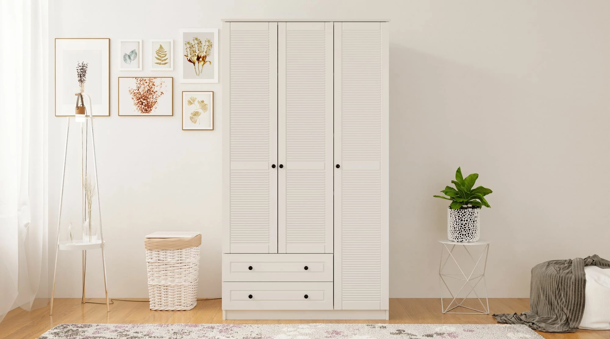 Dollap rrobash Skye Decor, ngjyrë e bardhë mat, RB-062