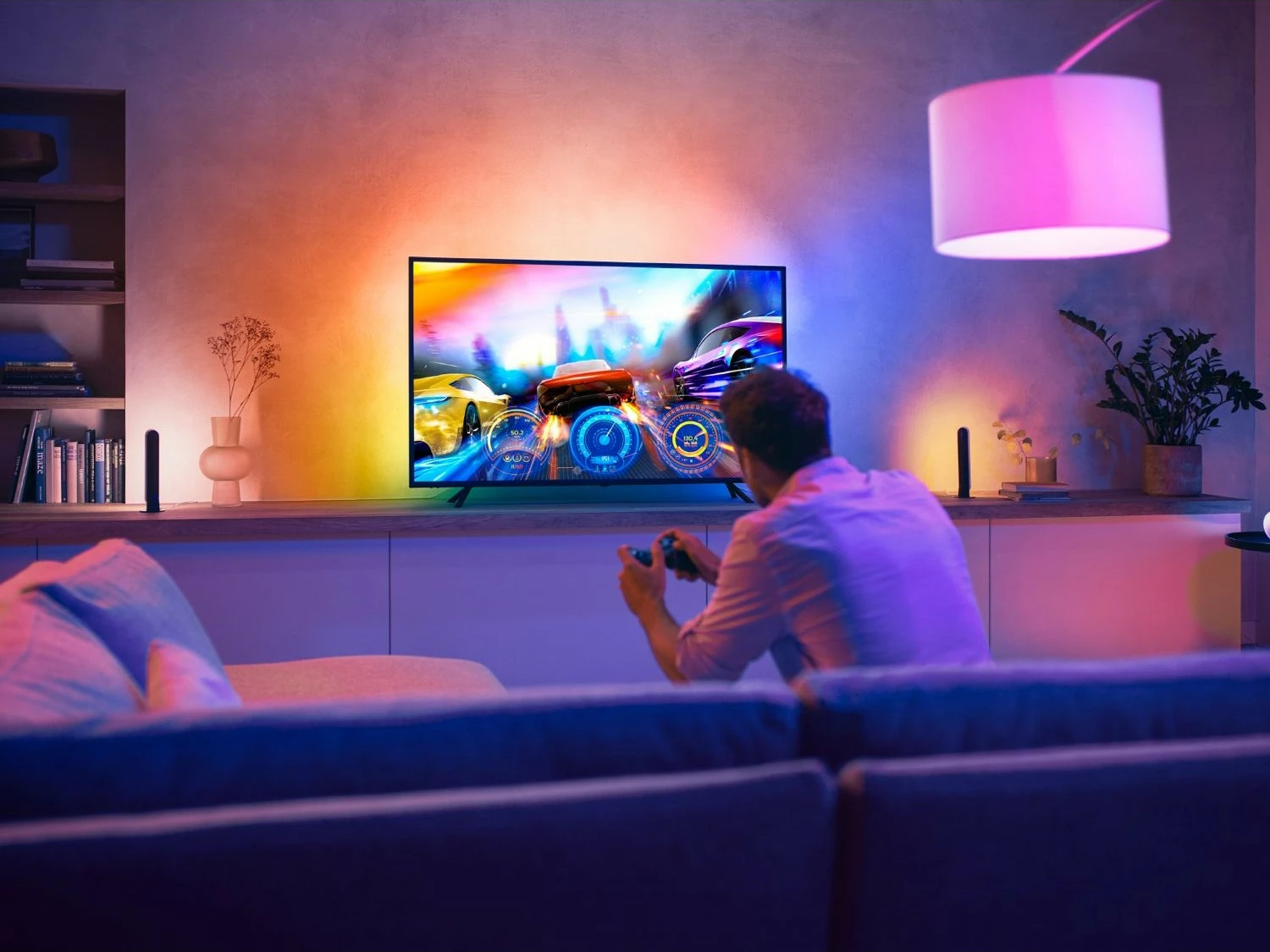 Shirit dritash smart Philips Hue Play Gradient 65 inch, LED, shumëngjyrësh, Bluetooth/Zigbee, silikon, i zi