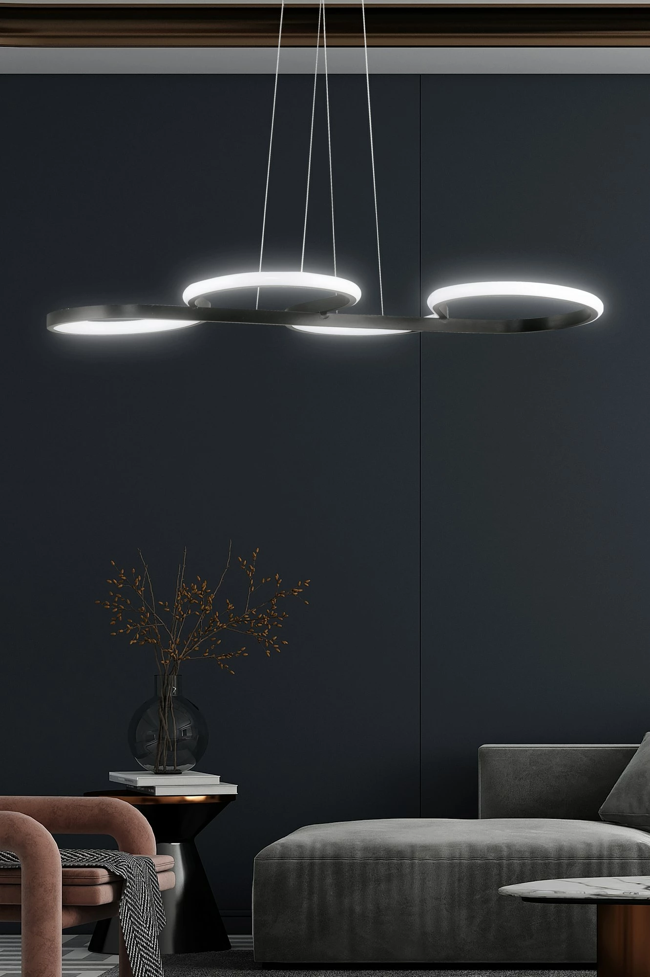 Llambë tavani Opviq Swing, e zezë, dritë e bardhë