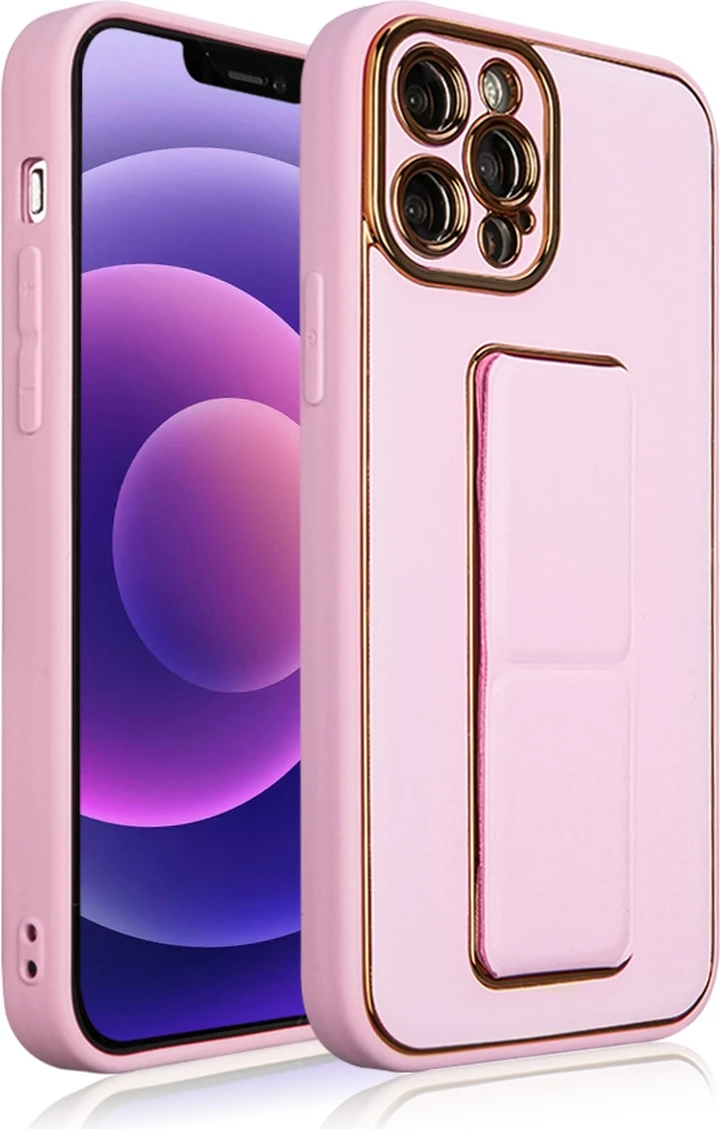 Mbështjellës Hurtel New Kickstand Case për iPhone 12 Pro, me qëndrim, rozë