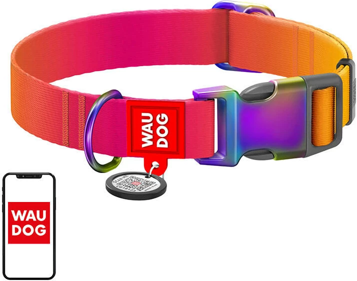 Qafore najloni Waudog me QR kod, për qen, M, portokalli