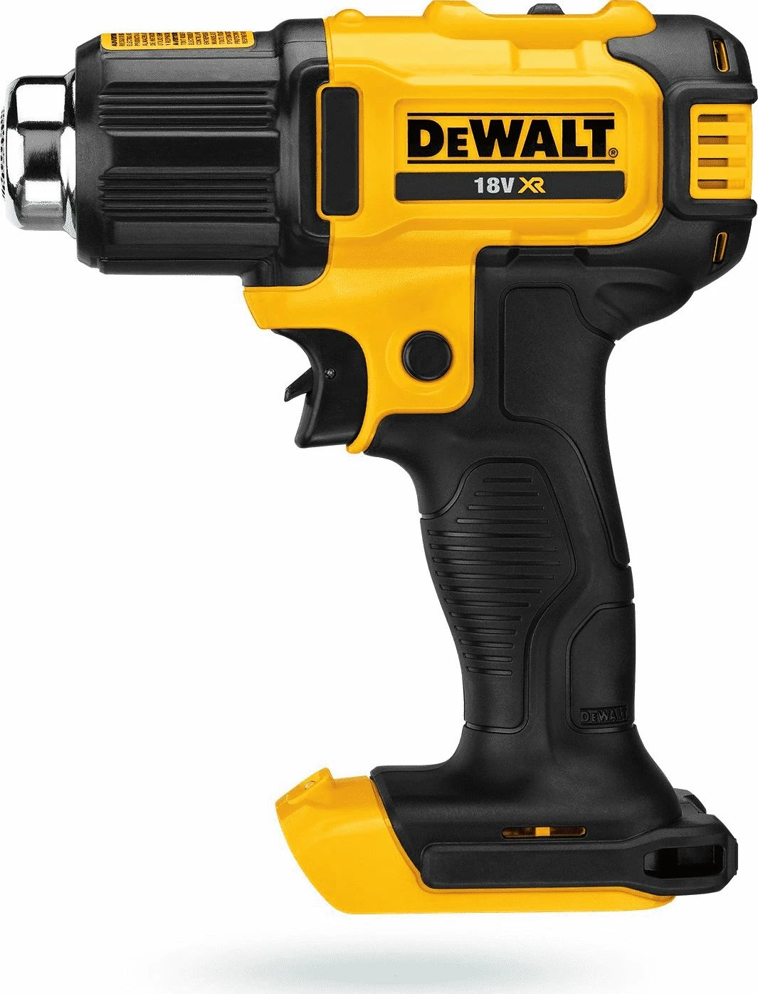 Pistoletë ajri të nxehtë DeWalt DCE530N XR 18V, 290-530°C, pa bateri/pa karikues, 2 gryka, e verdhë/zezë
