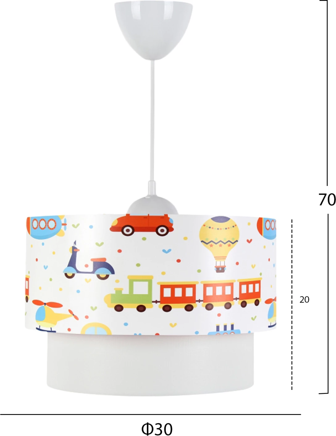 Llambë varëse për dhomën e fëmijëve, FH7573.01, dyfishtë, me figura shumëngjyrëshe të lodrave të transportit