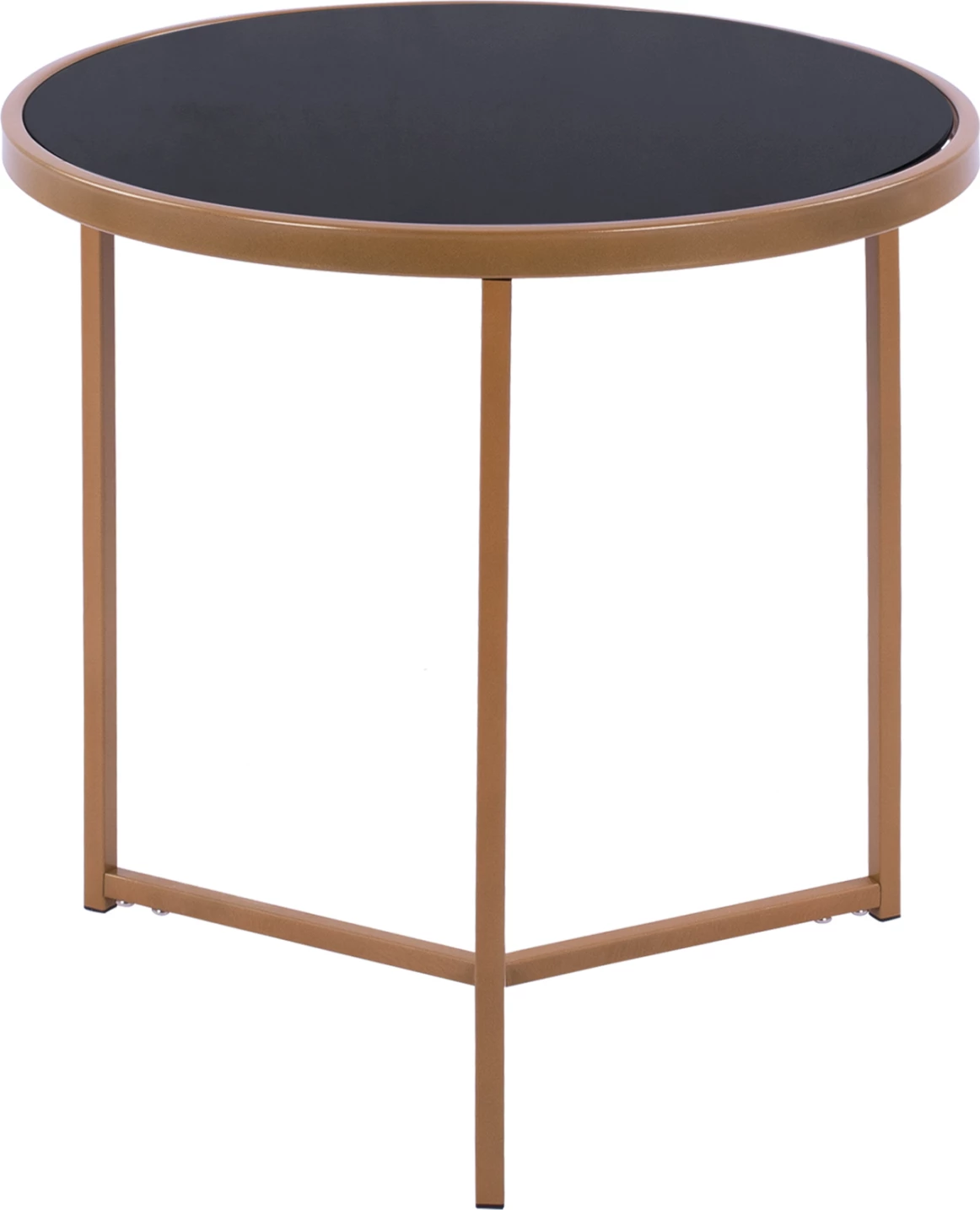 Tavolinë anësore Francesco, sipërfaqe qelqi, kornizë metalike ngjyrë ari mat, FH8696