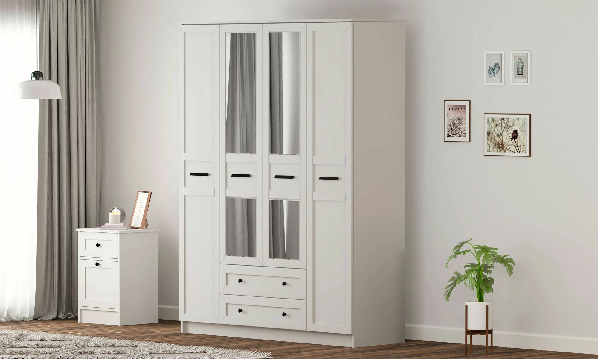 Dollap garderobe Skye Decor, ngjyrë e bardhë mat, RB-168-01-010