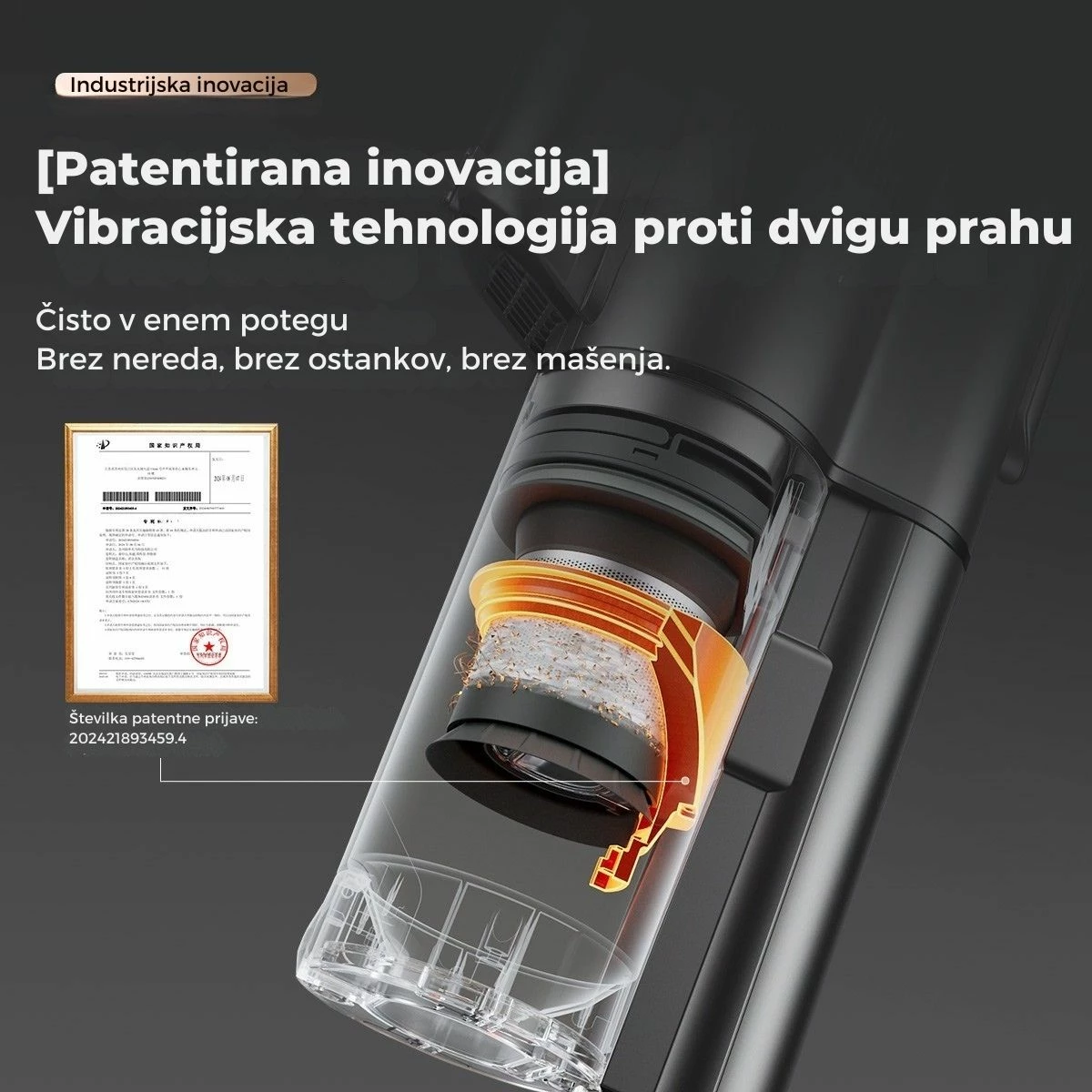 Fshesë me korrent vertikale pa kabllo Uwant V500G 25000Pa, stacion auto-zbrazje 60 ditë, 40 min, gri, set me aksesorë + 2 qese pluhuri