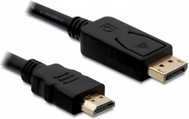 Kabëll DisplayPort në HDMI DeLOCK 2m, mashkull/mashkull, zi