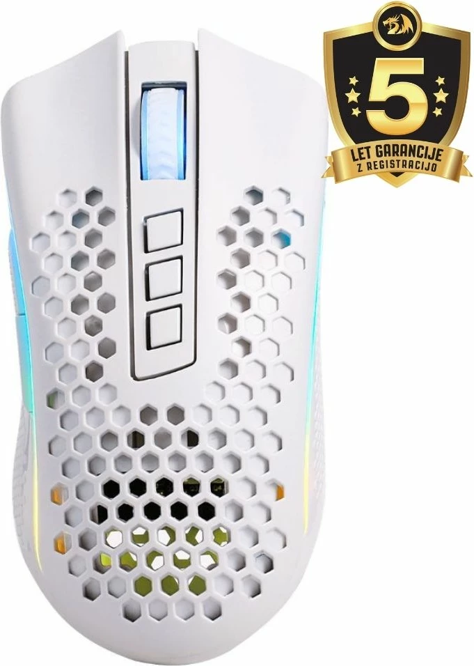 Maus gaming Redragon M808 Storm Pro, wireless/wired, RGB, 16000 DPI, 7 butona programueshëm, i bardhë