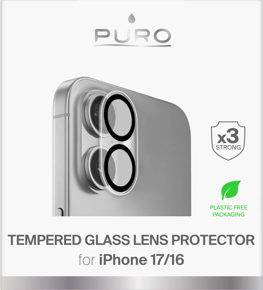 Xham i temperuar për kamerë, Puro Camera Standard, për iPhone 16 / iPhone 17, Transparent