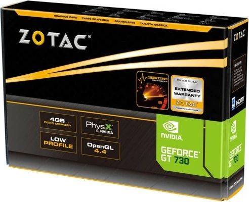 Kartelë grafike Zotac GeForce GT 730, 4 GB, GDDR3, PCI Express x16 2.0, e zezë/gri/argjendtë