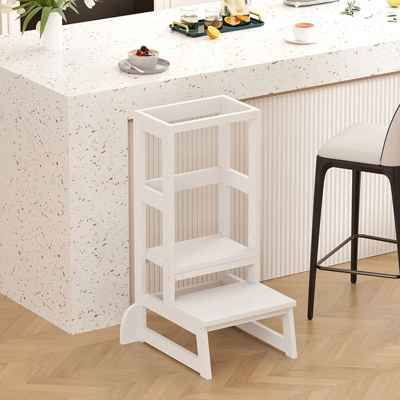 Kullë mësimi për fëmijë, stil Montessori, dru pishe, ngjyrë e bardhë, 45.7x51x90cm