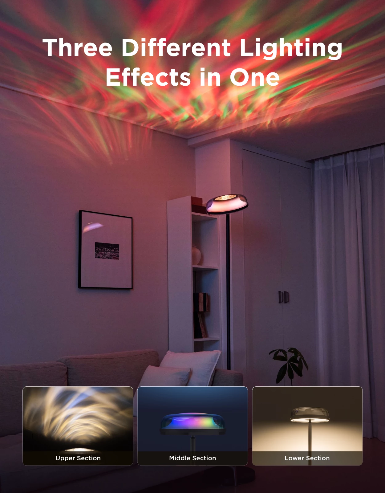 Llambë dyshemeje Govee Uplighter Floor Lamp, 3 zona drite, smart (Alexa/Google Assistant/Matter)