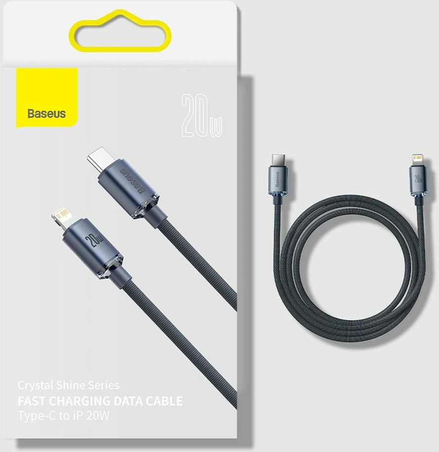 Kabel USB-C në Lightning Baseus Crystal Shine Series BSU3021BLU 2 m PD 20W, kaltër