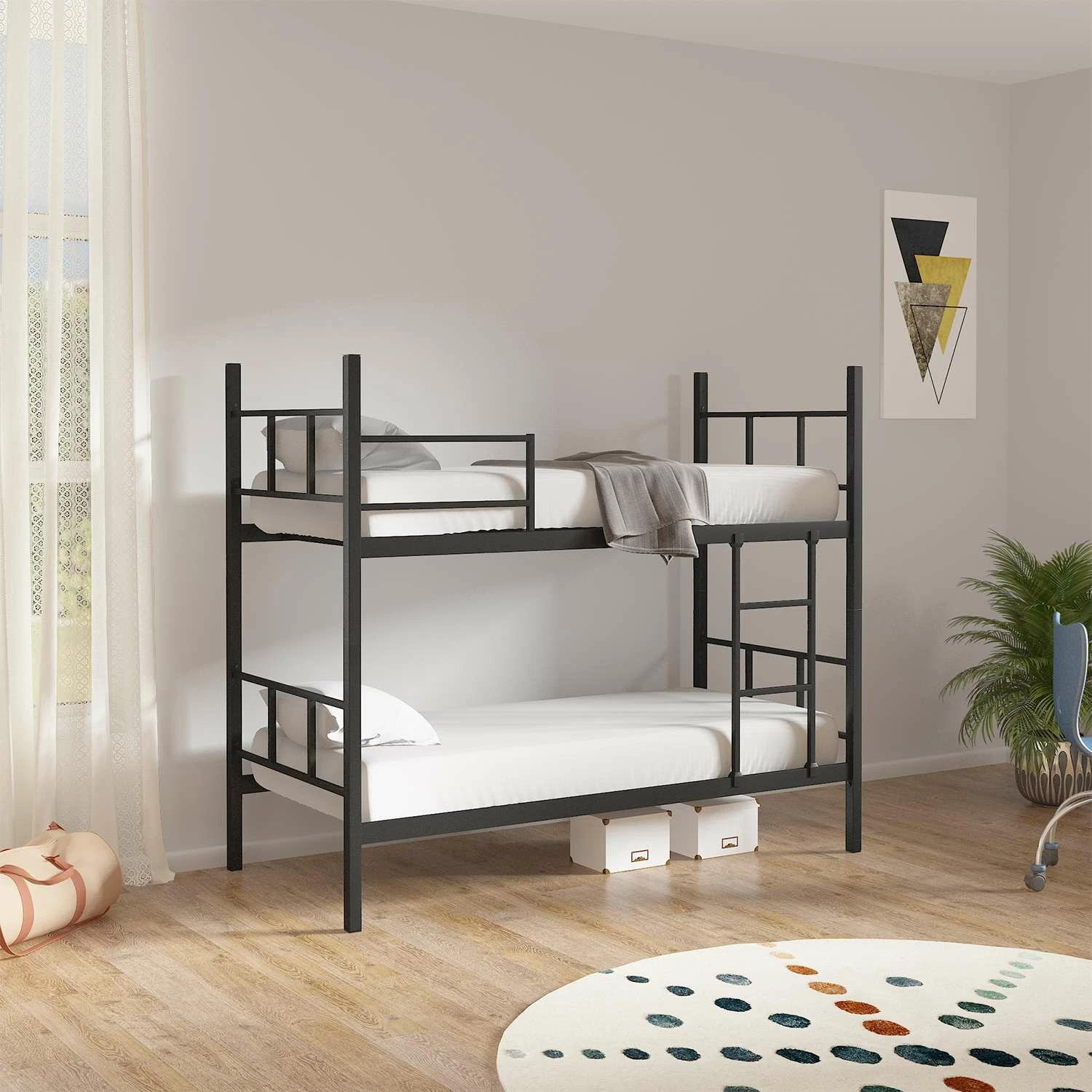 Krevat marinari për fëmijë, metalik, ngjyrë e zezë, Skye Decor Defne, 90x190