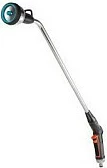 Shufër ujitëse GARDENA Premium Gießstab, dorezë ergonomike, 3 lloje spërkatje, rrjedhë e rregullueshme, inox/cian/zezë