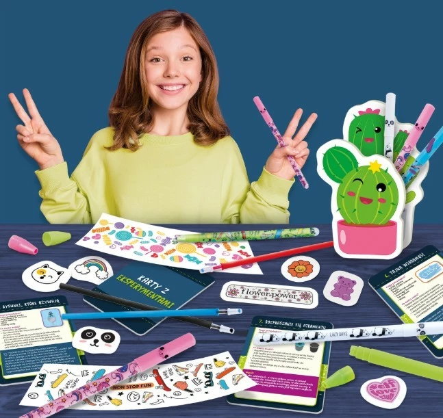 Set krijimi stilolapsash, Lisciani I'm A Genius, 304-PL107988, kit shkencor 7+, me ngjitëse dhe mbajtës kaktus, set